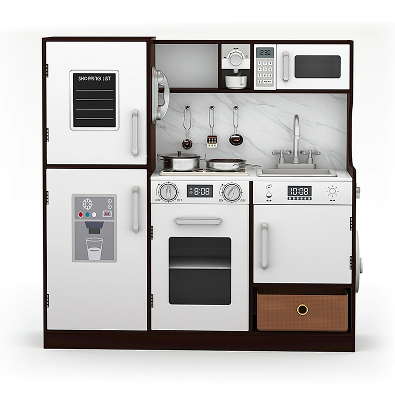 Customize Children Interactive Wooden Kitchen Toy Playsets with Stove W10K021